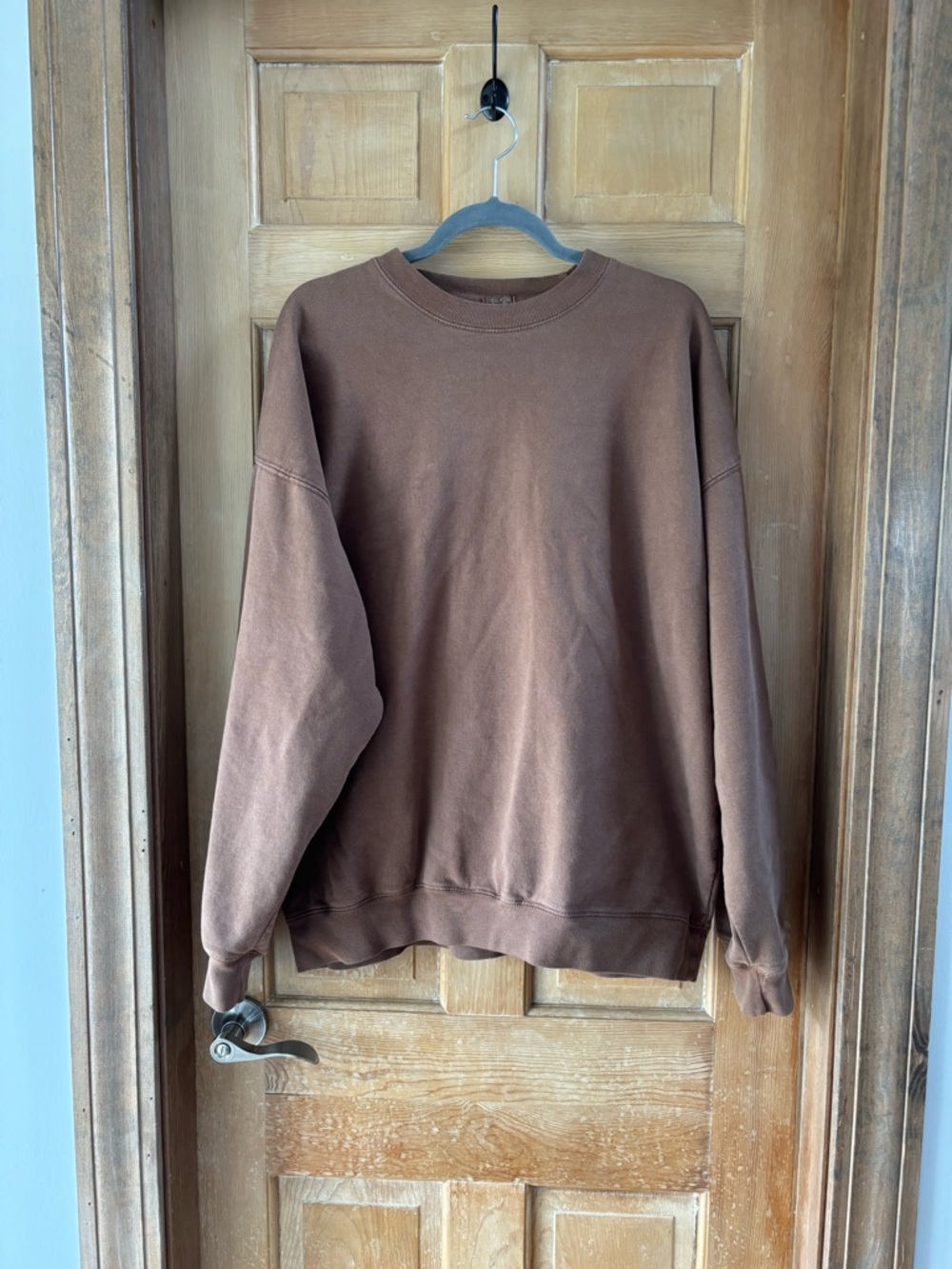 John Galt Oversized Chocolate Brown Crewneck Sweatshirt Relaxed Slouchy Pullover
